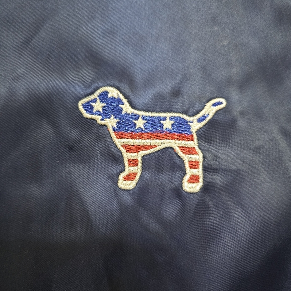 PINK Victoria's secret blue Satin merica bomber jacket size L - Picture 3 of 4